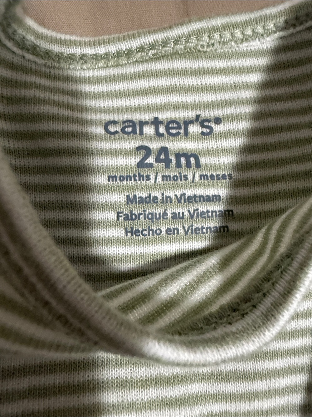 NWOT 24 months Carter's Light Gray & White Striped Sleeveless Bodysuit - Picture 3 of 3